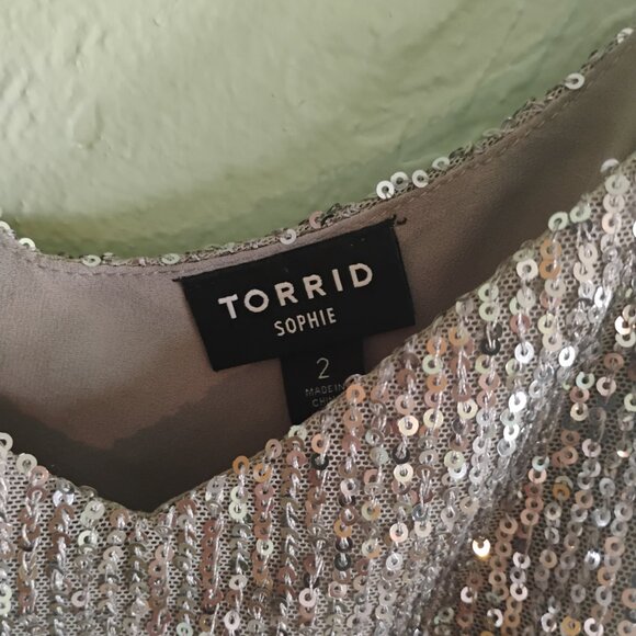 Torrid Sophie Size 2 Sequined Gray Tank Top - Picture 3 of 4